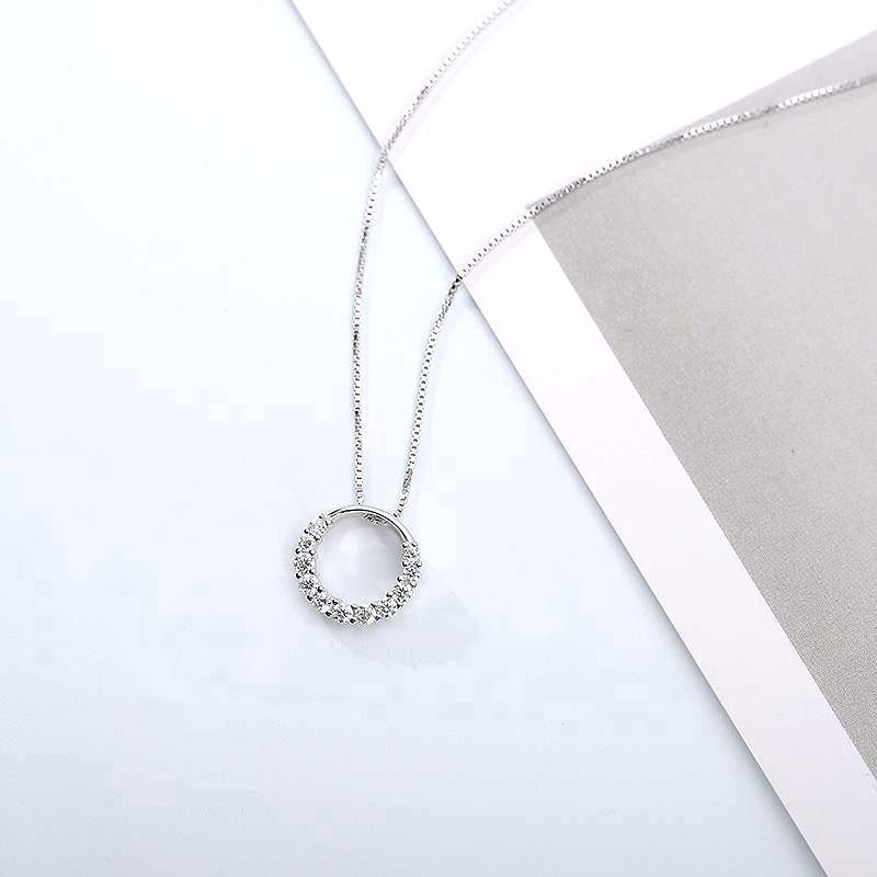 Vòng Cổ Nữ Kiểu Dáng Tinh Tế Đính Đá Mạ Bạc