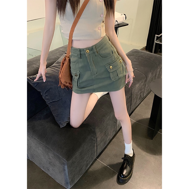 Chân Váy Jean Lưng Cao Thời Trang Mùa Hè Quyến Rũ Cho Nữ
