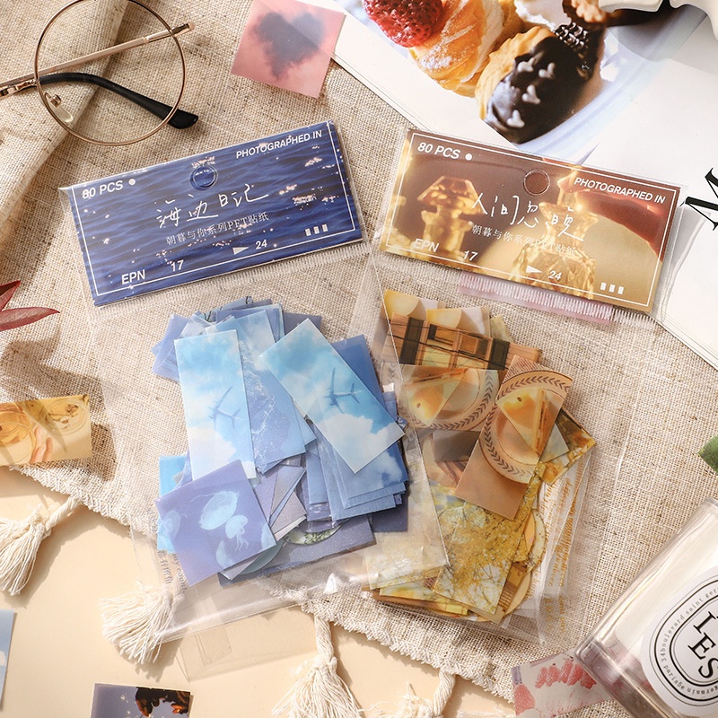 Bộ 80 tờ nhãn dán trang trí phong cách thiên nhiên