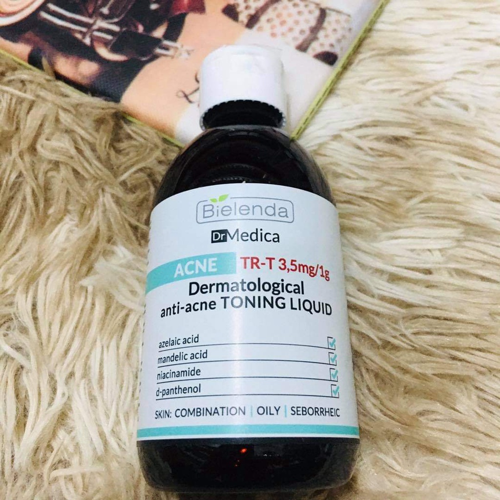 Toner Bielenda Dr Medica Anti-acne Dermatological Toning Liquid làm sạch sâu &amp; dịu da, giảm mụn, kiềm dầu nhờn