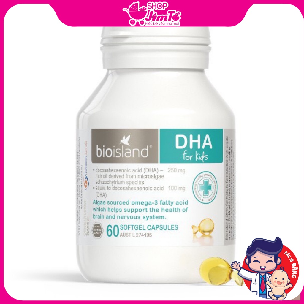 DHA Bioisland for kids Bổ Sung DHA Cho Bé Lọ 60 Viên