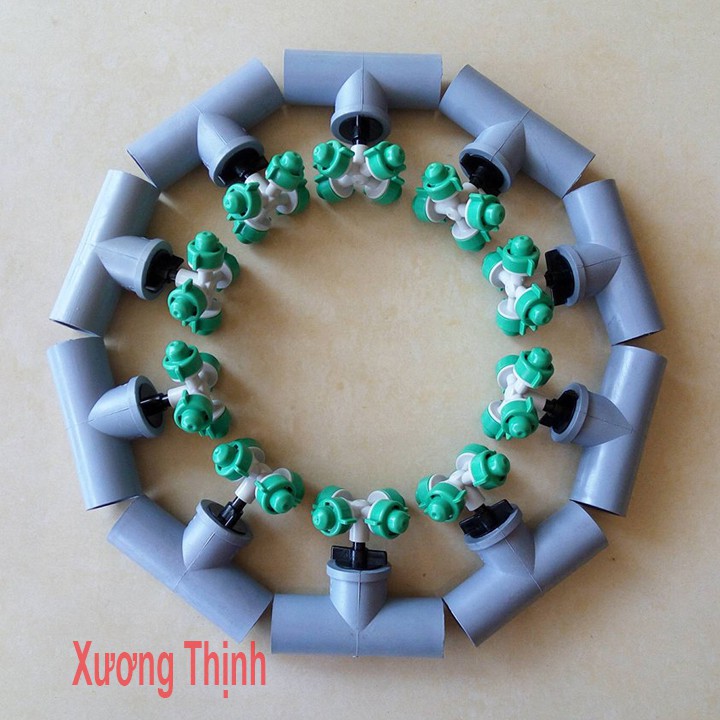 Bộ 10 Béc phun sương 4 tia xanh và phụ kiện