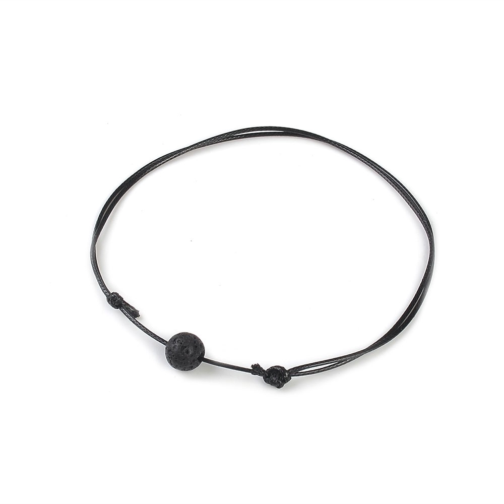 Cod Qipin 1Pcs Black Lava Bead Adjustable Leather Bracelet Women Mens Couple Jewelry Gifts