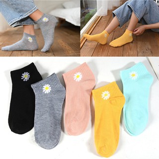 Tất hoa cúc, tất gấu cổ ngắn chất liệu cotton nhiều màu E277
