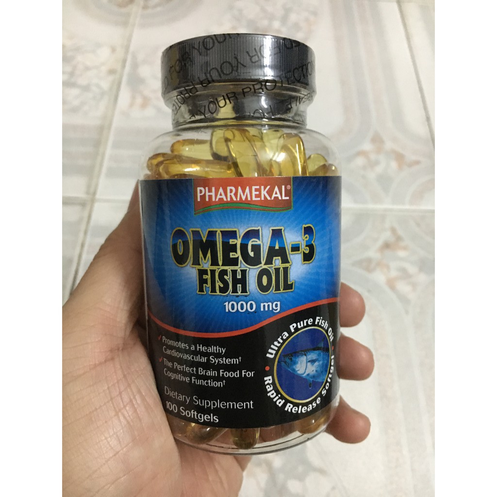 Viên Uống Giúp Tăng Cường Trí Não, Hỗ Trợ Hệ Tim Mạch  Dầu Cá Pharmekal Omega 3 Fish Oil 1000mg Hộp 100 Viên