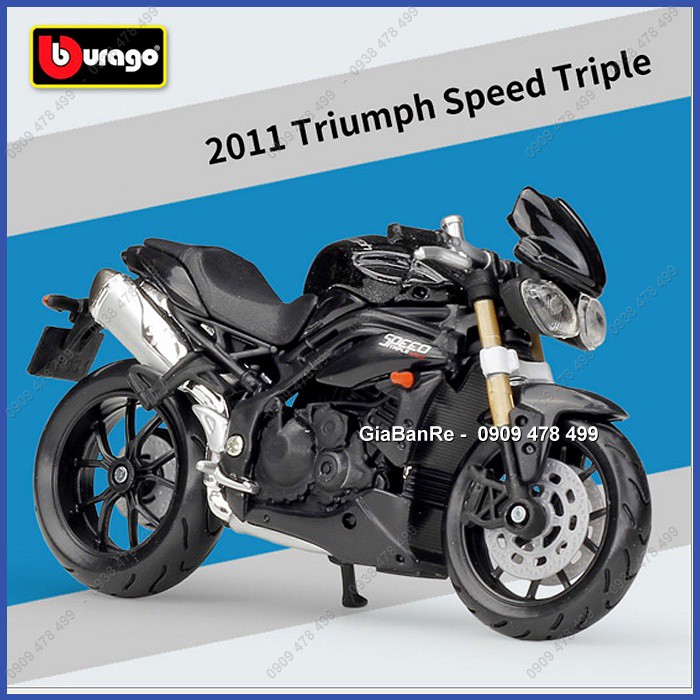 XE MÔ HÌNH TỈ LỆ 1:18 - MOTO TRIUMPH SPEED TRIPLE 2011 - BBURAGO - 8878