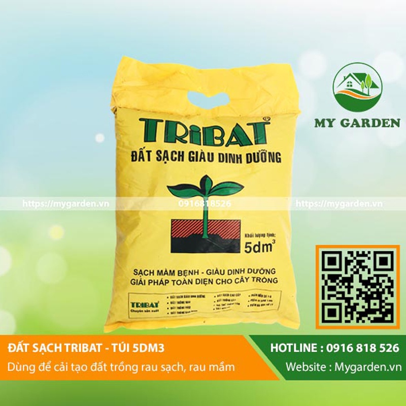 Đất Tribat, túi 5dm3, trồng cây cảnh, rau sạch, rau mầm hiệu quả