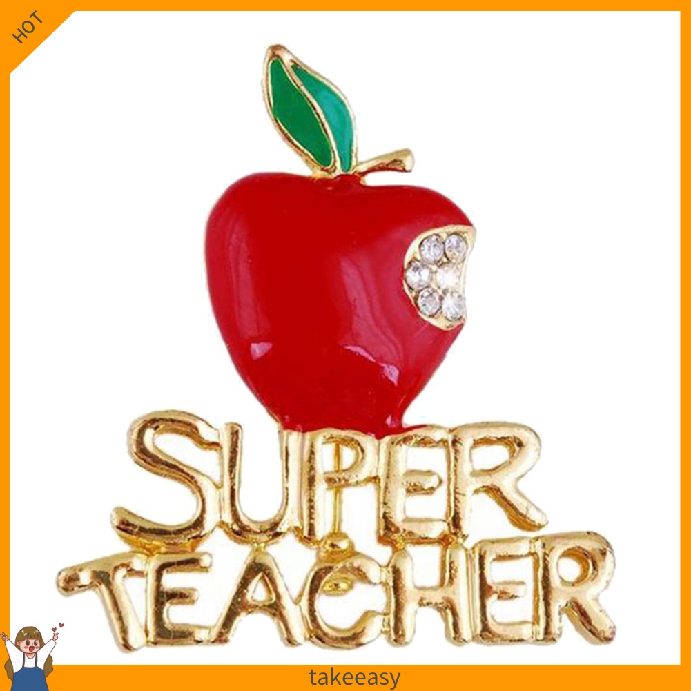 [Hàng Có Sẵn] Trâm Cài Áo Đính Đá Apple Super Teacher Rhineston Quà Tặng Giáng Sinh Ngày Nhà Giáo