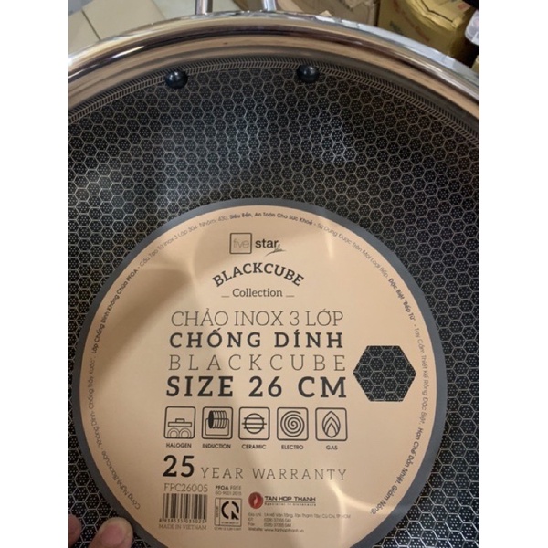 Chảo chống dính cao cấp BLACKCUBE FIVESTAR 3 lớp