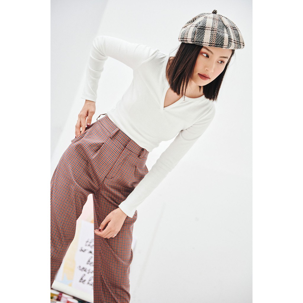 DOTTIE - Quần Tây Kẻ Ô Ống Đứng Đỏ Nữ Q0031 | BigBuy360 - bigbuy360.vn