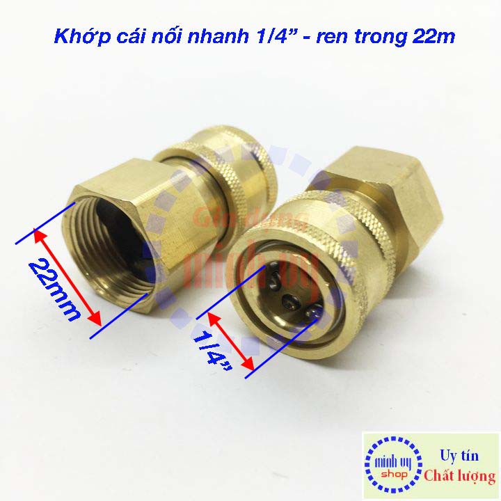 Tổng hợp các khớp nối nhanh 1/4" ren 13mm 14mm 18mm 22mm dành cho may rua xe cao ap gia dinh mini