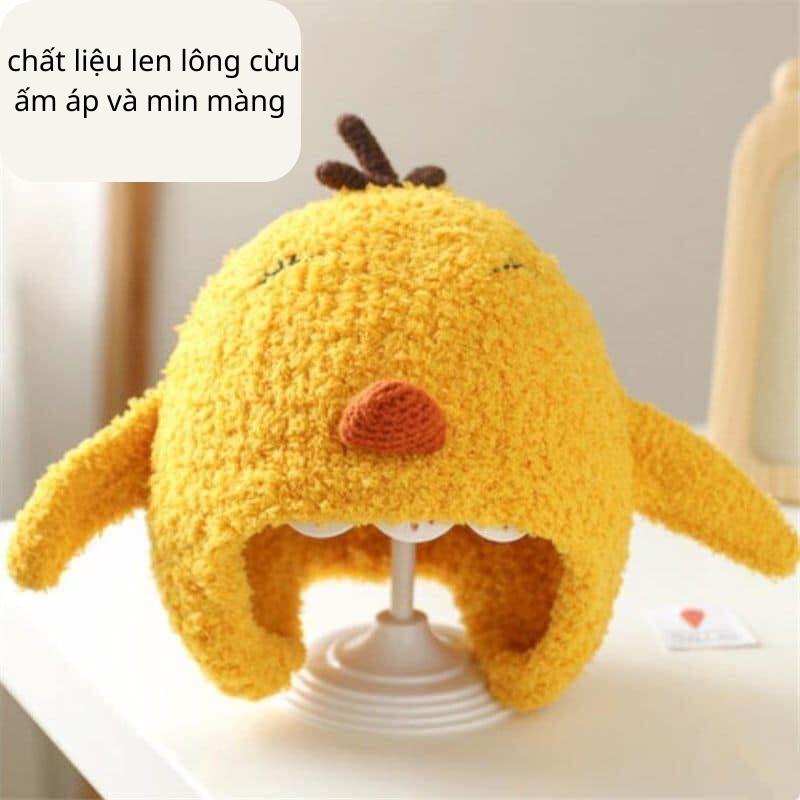 Mũ cho bé len lông cừu chùm kín tai hình động vật đáng yêu JIMADO
