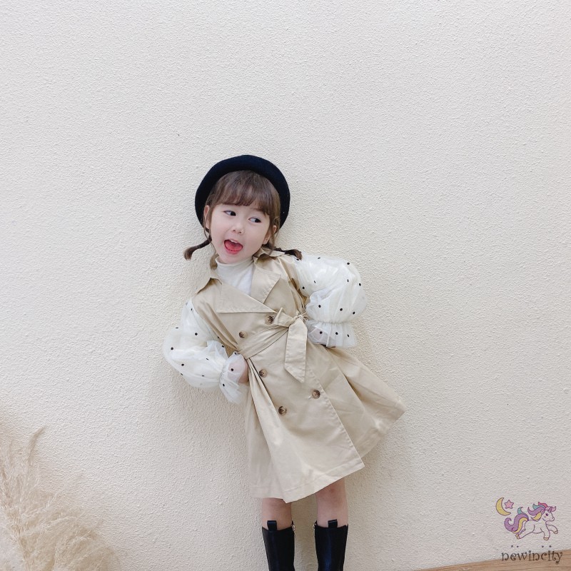 Đầm Dài Tay Họa Tiết Chấm Bi Cho Bé