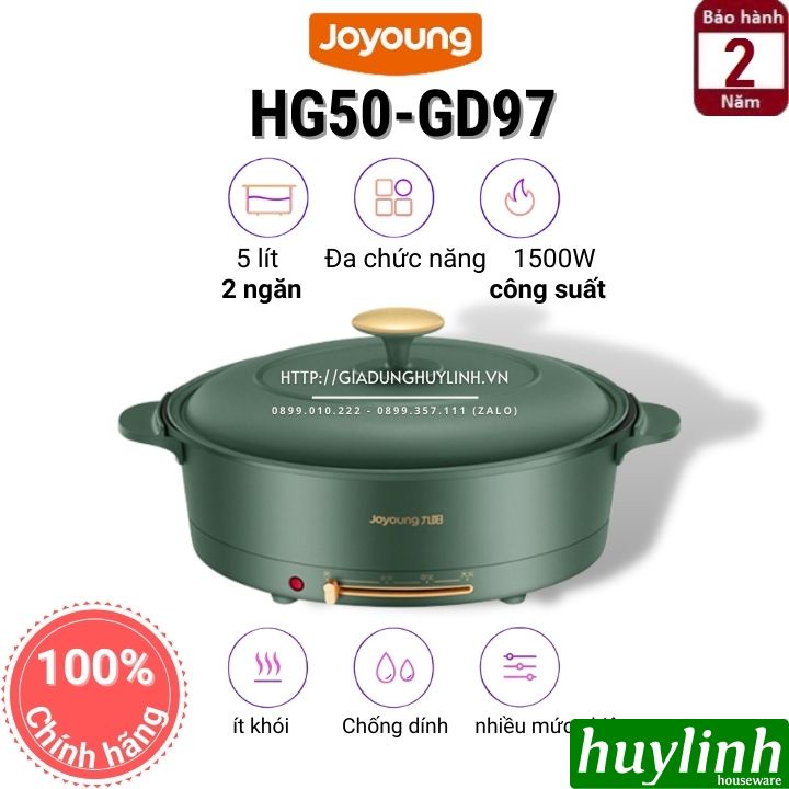 [Mã ELHAMS5 giảm 6% đơn 300K] Nồi lẩu điện đôi 2 ngăn Joyoung HG50-GD97 - 5 lít