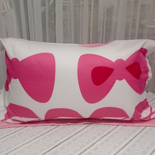 Vỏ gối cotton lụa Hàn Quốc 50 x 70 họa tiết nơ hồng