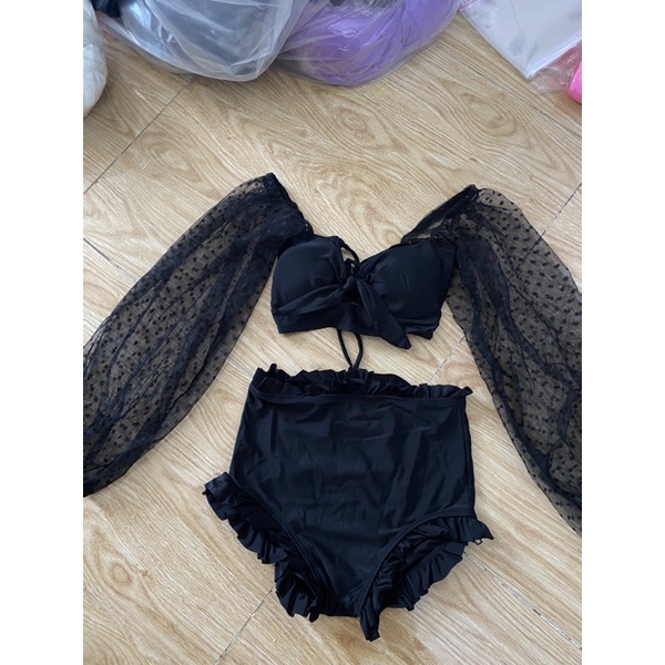 Bikini tay lưới hàng cao cấp (kèm hình thật cả màu đem và trắng)