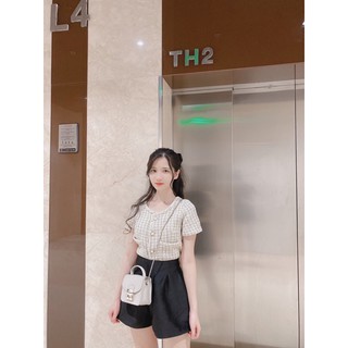 Fetchingroom - Áo dạ khuy ngọc kẻ ( Ảnh thật shop tự chụp )