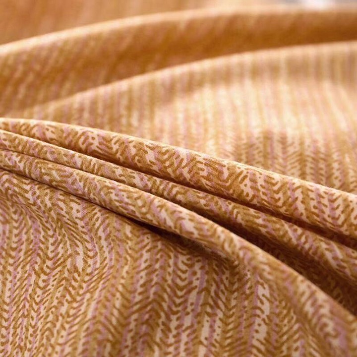 Bộ chăn ga gối drap giường chất vải COTTON TC họa tiết màu vàng