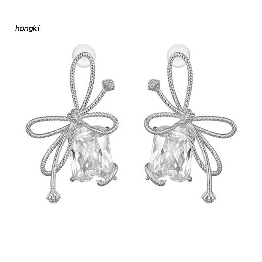 Khuyên tai thắt nơ hình học cỡ lớn thời trang dự tiệc