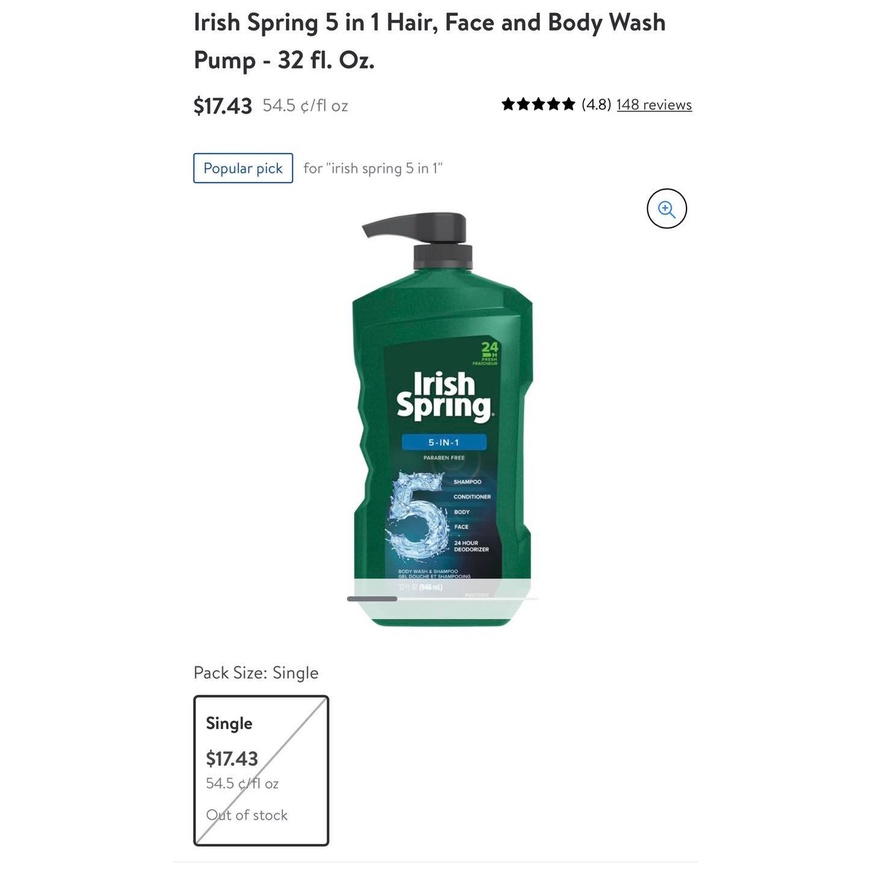 Sữa tắm gội toàn thân cho nam Irish Spring 5 in 1 _[HÀNG MỸ CHÍNH HÃNG]