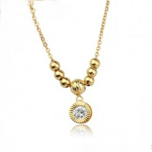 Dây chuyền nữ inox mạ vàng kiểu bi hình tròn