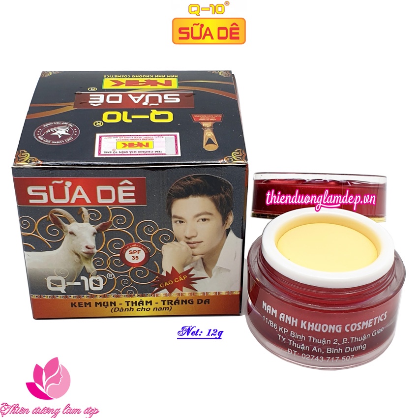 Mỹ phẩm dành cho nam kem mụn xóa thâm trắng da Q-10 SỮA DÊ 12g