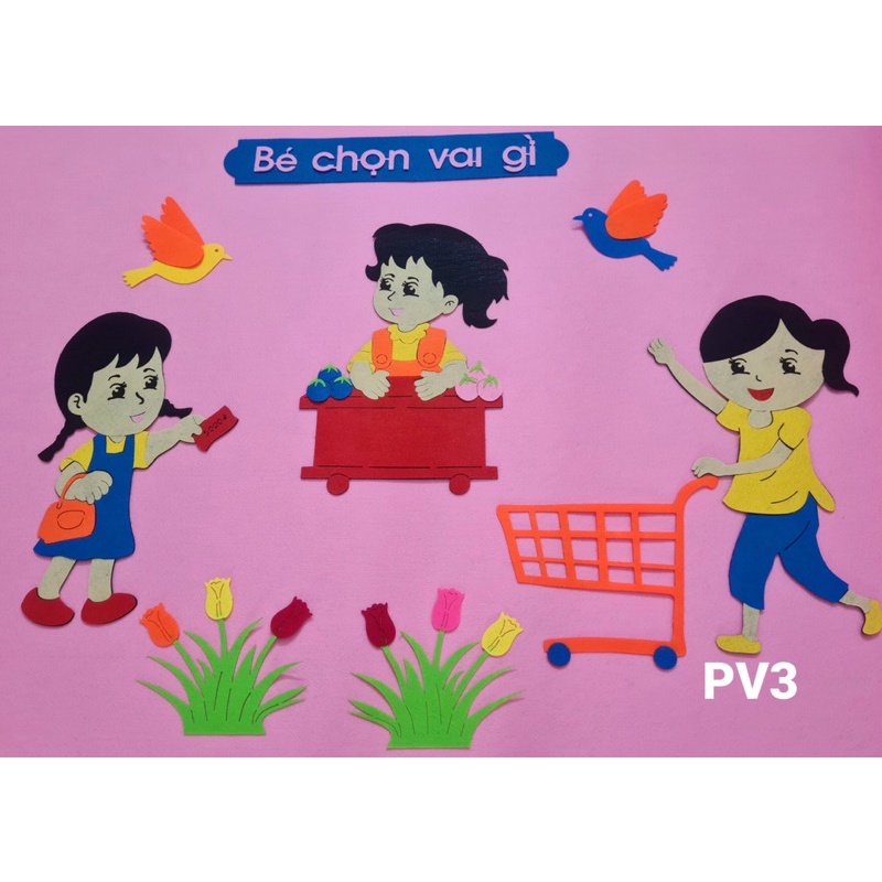 Bộ tranh góc mầm non/ Trang trí mầm non bằng vải nỉ