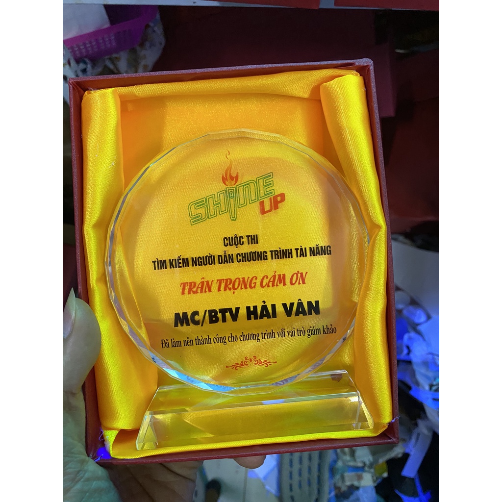 Combo 5 kỷ niệm chương pha lê tròn đường kính 12cm