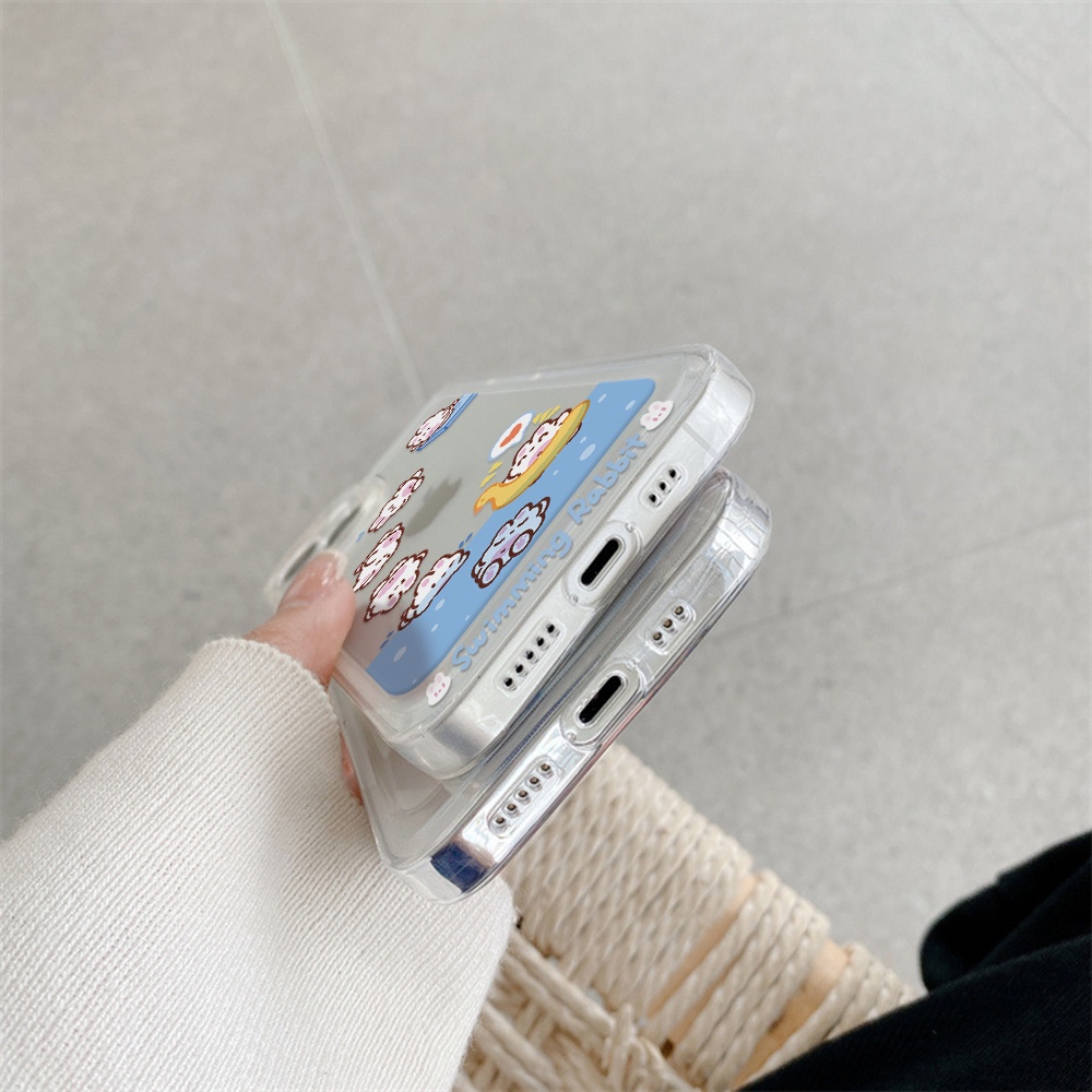 Ốp Điện Thoại Chống Sốc Họa Tiết Thỏ Bơi Lội Cho IPhone 11 13 12 X XS Pro Max XR 12 13