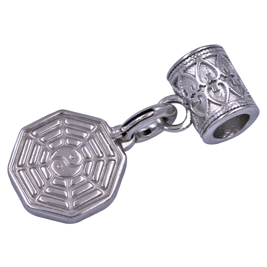 Chuỗi tay San Hô trắng 12 ly - Charm Bát Quái Inox VSHTBQV12 - Hợp mệnh Thủy, mệnh Kim
