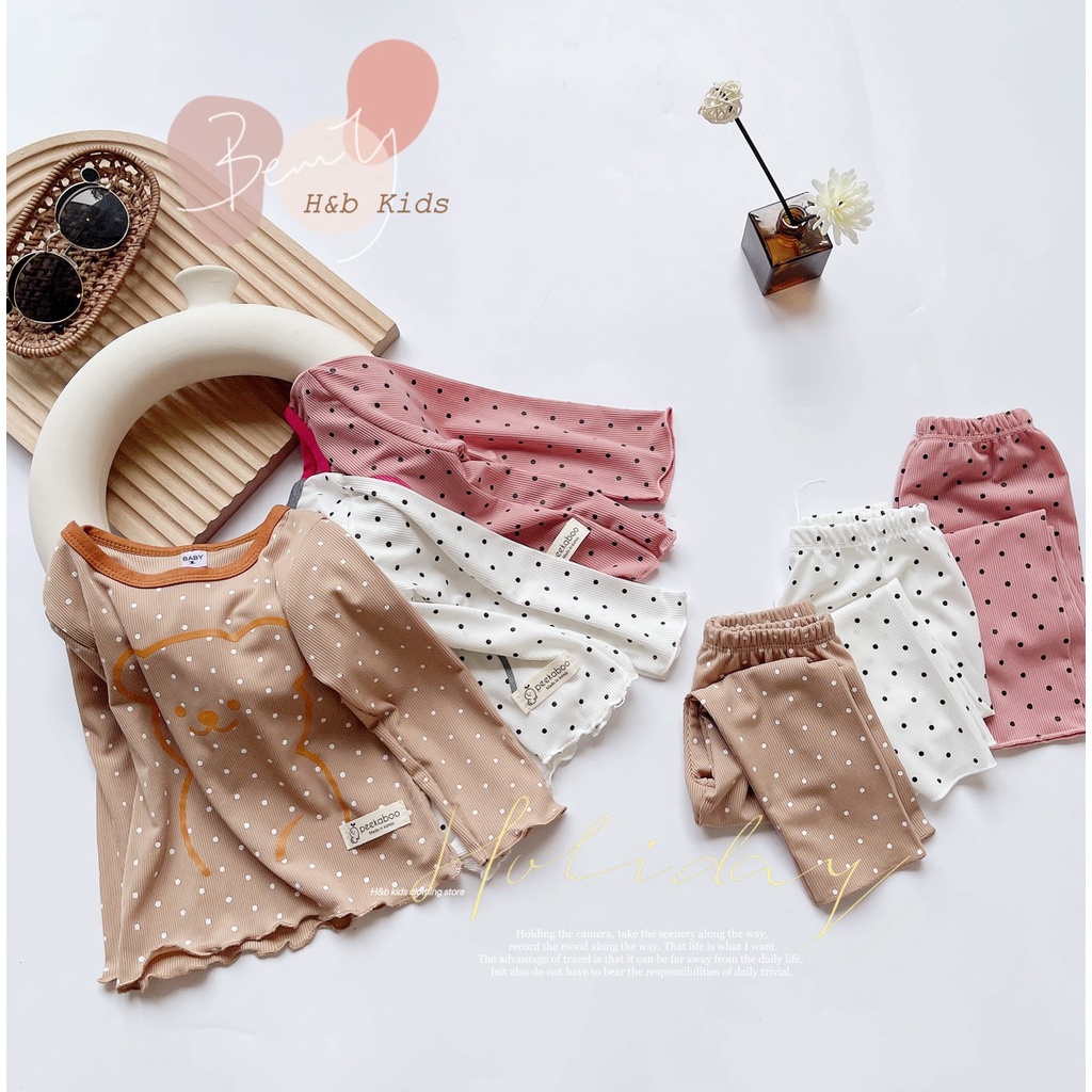 Bộ Dài Tay Cho Bé Hình Gấu Béo Chất Gân Tăm Co Giãn Mềm Mịn Cho Bé Trai Bé Gái Đủ Size