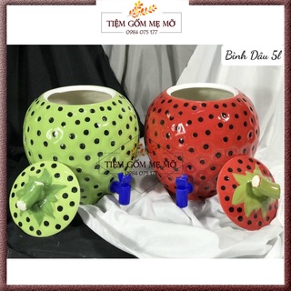 Bình sứ đựng nước 5L Bát Tràng hình quả dâu