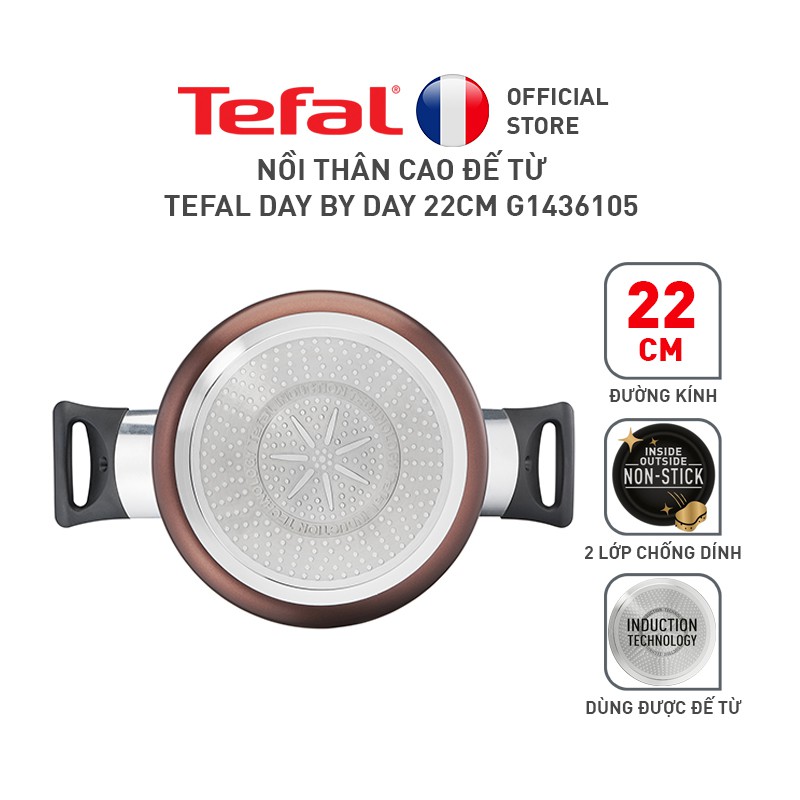 Bộ 3 Tefal Day By Day Chảo chiên 24cm &amp; Nồi thân cao 22cm &amp; Chảo xào 26cm