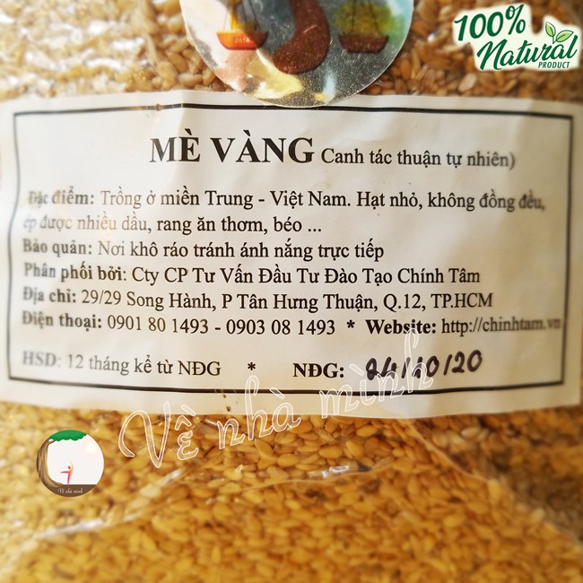 MÈ VÀNG THUẦN CHỦNG HỮU CƠ TỰ NHIÊN 100% 300g-500g ( Hạt vừng vàng sống ) dùng nấu chè, làm bánh &amp; sữa, muối mè, bơ...