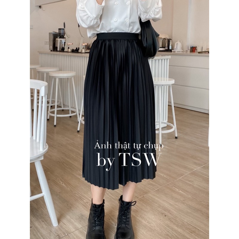 [Mã 152FASHIONSALE giảm 12% đơn 99K] Chân váy xếp ly đen cạp chun hàng đẹp (Ảnh thật) | BigBuy360 - bigbuy360.vn