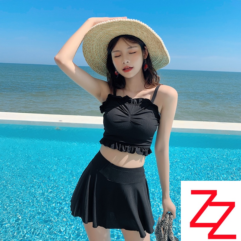 Bộ Đồ Bơi Hai Mảnh Gồm Áo Và Chân Váy Phong Cách Hàn Quốc Dành Cho Nữ