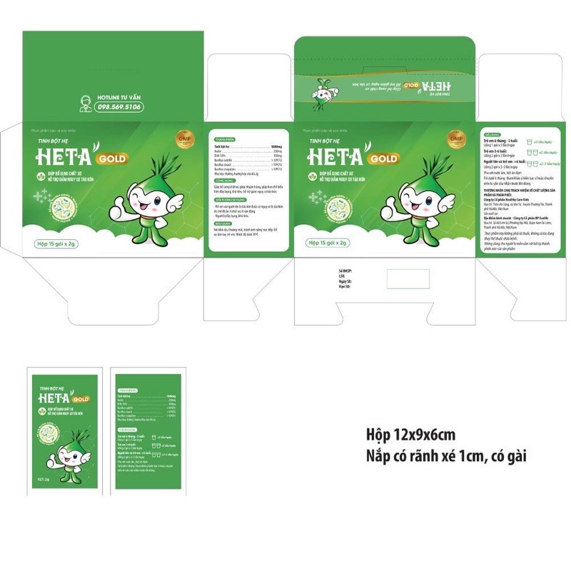 Tinh bột hẹ Heta.Q bé hết bón, ăn ngon, tiêu hoá tốt