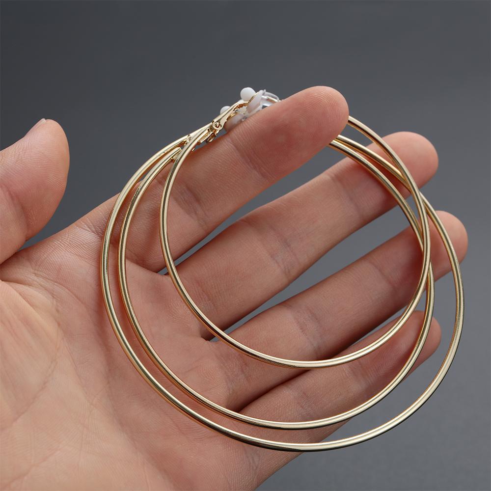 1 Cặp Khuyên Tai Dạng Vòng Có Đệm Cho Nữ|Khuyên Xỏ Màu Đen Không Xỏ Lỗ