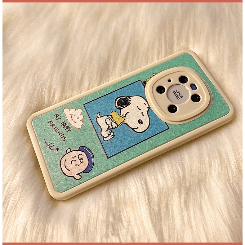 Cute Casing OPPO Reno 7 Z 6 5 Pro 4G 5G A53 A33 A15 A15S A52 A72 A92 A7 A5S A12 A11K A9 A5 2020 F11 Reno7 Reno6 Reno5 Cartoon Snoopy Lambskin Airbag Fine Hole Anti-fall Soft Phone Case KQ 17