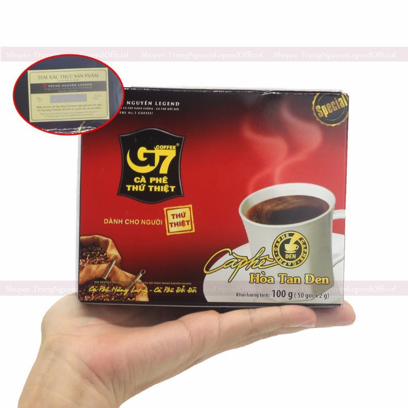cà phê G7 hòa tan đen Hộp 15 gói 2gr có tem xác thực