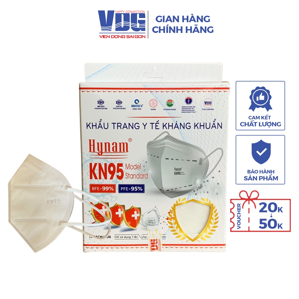 Khẩu trang y tế KN95 Hynam hộp 10 cái - Chất lượng, kháng khuẩn, chống bụi mịn, chống nắng