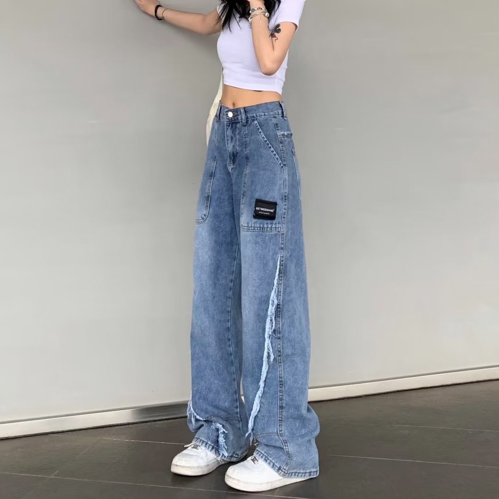 Quần jeans nữ dáng thung, quần jeans cạp cao phong cách Ulzzang_j26