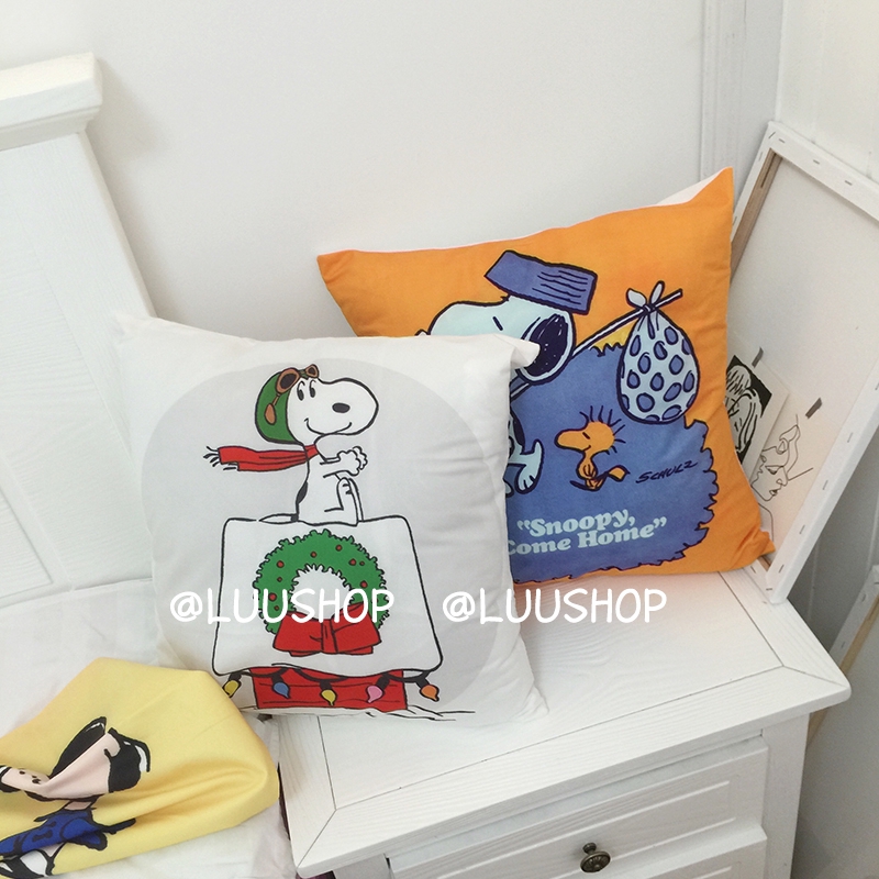 Vỏ Bọc Đệm Ghế sofa / Giường Ngủ Bằng Vải Bông In Họa Tiết snoopy Trang Trí Nhà Cửa Kích Thước 45x45cm