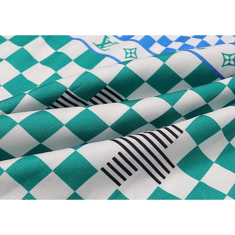 Lv Áo Sơ Mi Ngắn Tay In Họa Tiết Ca Rô Xanh Lá Phong Cách Cổ Điển Thoải Mái Thời Trang Xuân Hè 2022