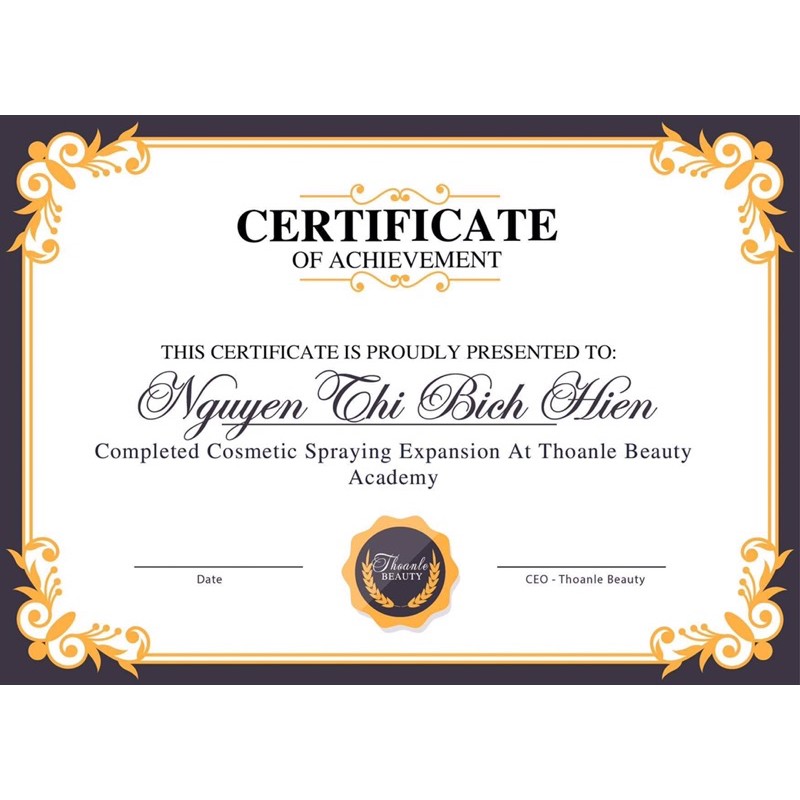 Chứng chỉ nghề spa/ Certificate