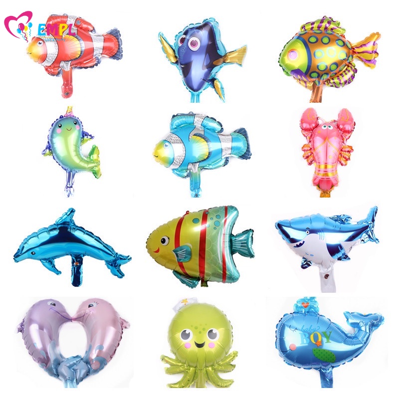 Bong Bóng Nhôm Cá Heo Biển Mini + Băng Keo Dán Trang Trí Một Năm