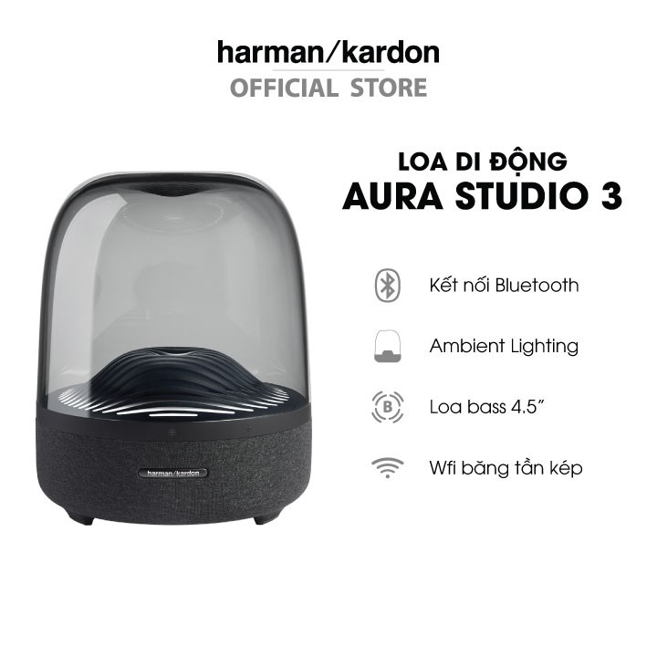 [HÀNG CHÍNH HÃNG] Loa Bluetooth Harman Kardon Aura Studio 3 | Subwoofer cho công suất 100W | Âm thanh lan tỏa 360 độ