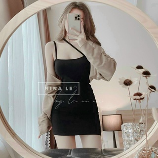 Váy Body Thun Gân Kèm Áo Khoác Ngắn chất vải cotton siêu đẹp - Vay body mẫu mới 2022