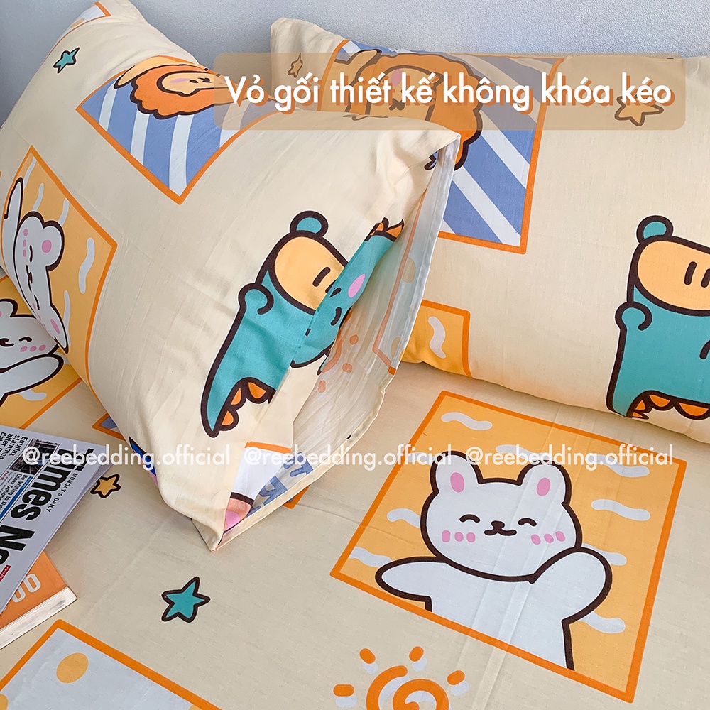 Bộ ga giường và vỏ gối 100% Cotton REE Bedding kute đủ size nệm mềm mát mùa hè CT141