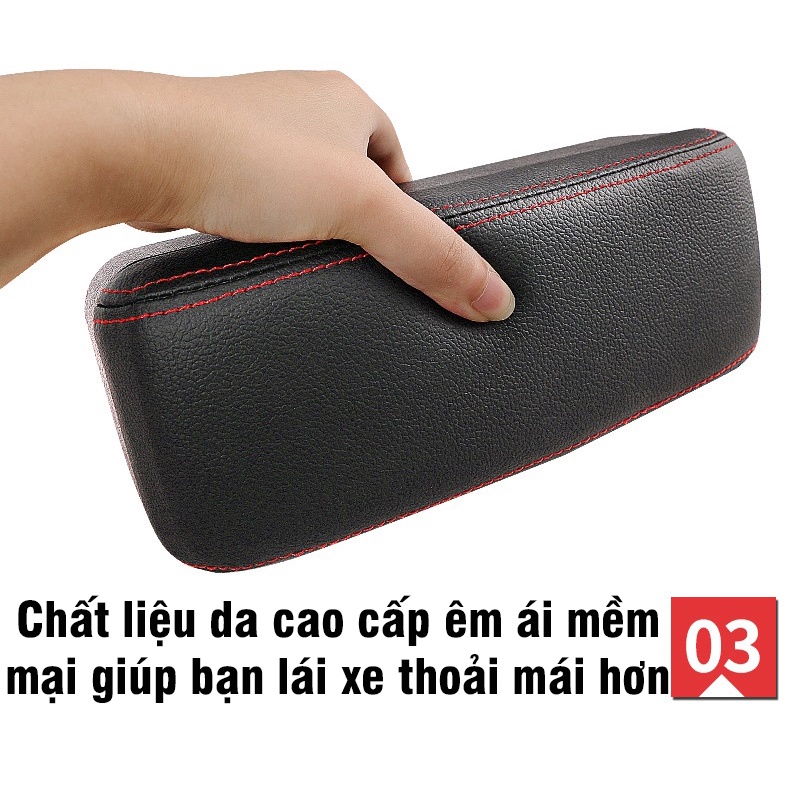 Hộp tỳ tay ô tô bọc da cài khe ghế kèm hộp đựng đồ cao cấp phù hợp mọi dòng xe